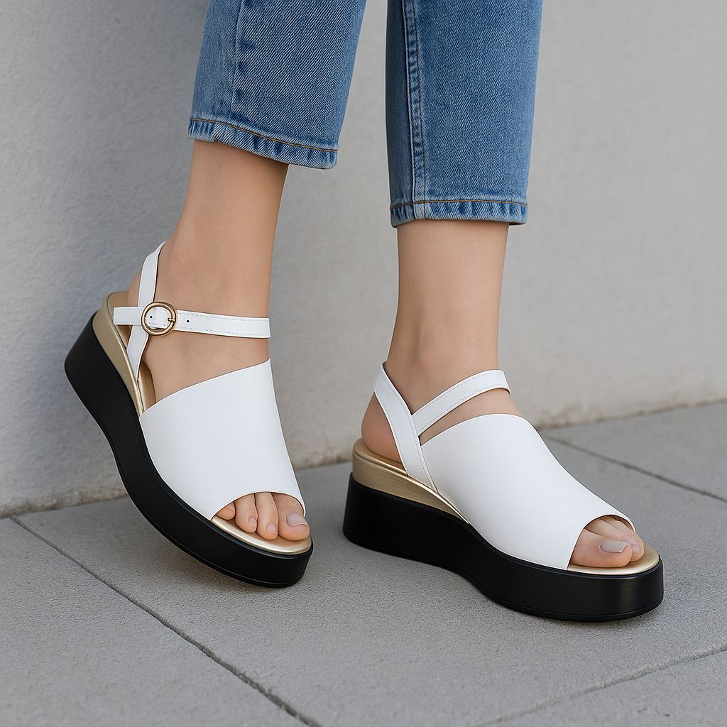 MILA RAINE DANCER WHITE GOLD - Women Sandals - Collective Shoes 