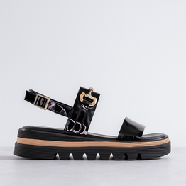 DJANGO & JULIETTE SABRI BLACK PATENT - Women Sandals - Collective Shoes 