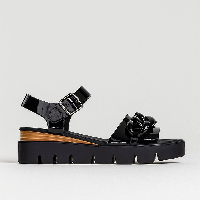 DJANGO & JULIETTE RACASSY BLACK PATENT - Women Sandals - Collective Shoes 