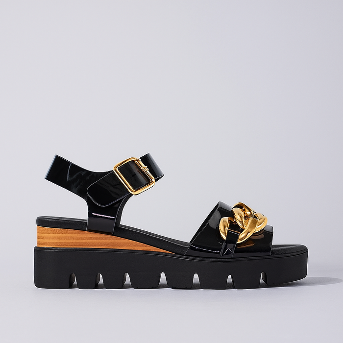 DJANGO & JULIETTE RACAS BLACK NATURAL PATENT - Women Sandals - Collective Shoes 