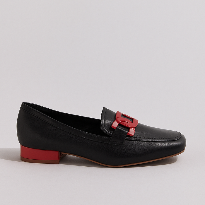 DJANGO & JULIETTE BELFORD BLACK RED - Women Loafers - Collective Shoes 