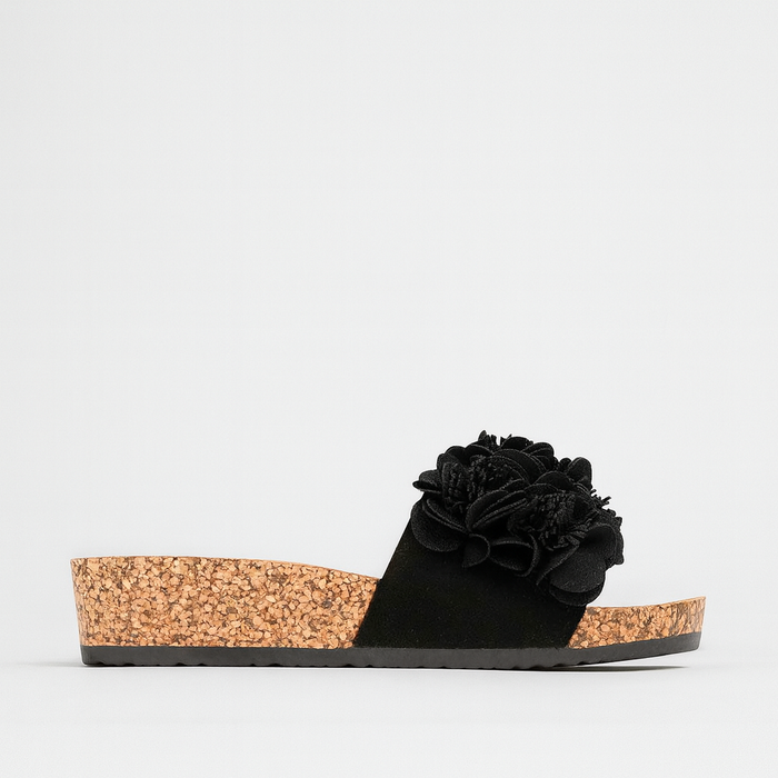 LOS CABOS CORSAGE BLACK - Women Slides - Collective Shoes 