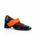 Load image into Gallery viewer, BRESLEY PAGODA NAVY ORANGE PAT - Women Sandals - Collective Shoes 
