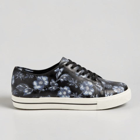 ZIERA ASHLEEN BLACK WHITE FLOWER - Women sneakers - Collective Shoes 