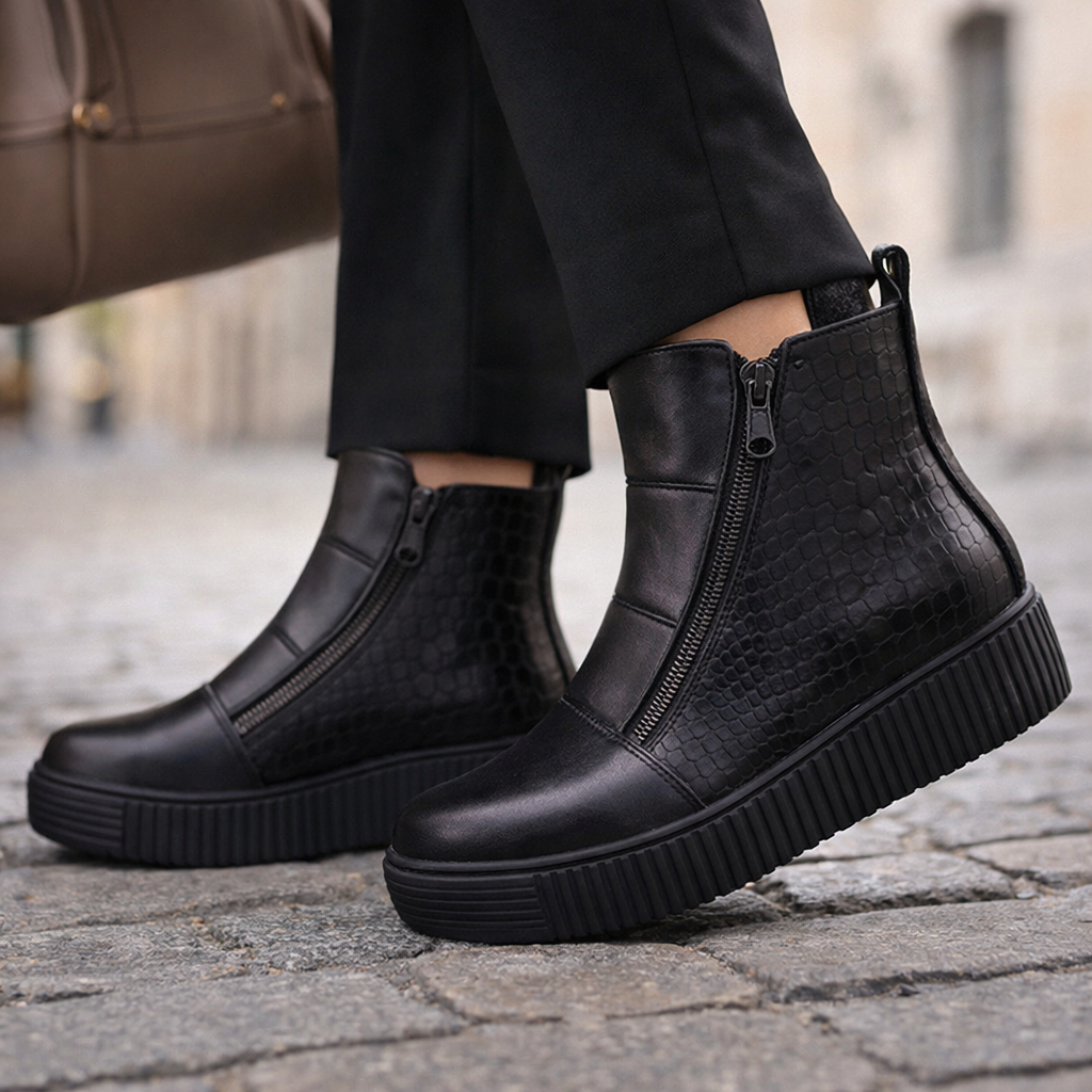 ALFIE & EVIE DYNASTY BLACK EMBOSSED - Women Boots - Collective Shoes 