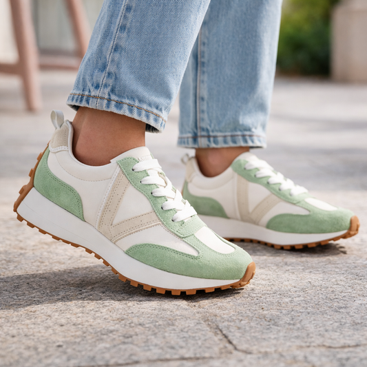DJANGO & JULIETTE ORANGE LIGHT GREEN - Women Sneakers - Collective Shoes 