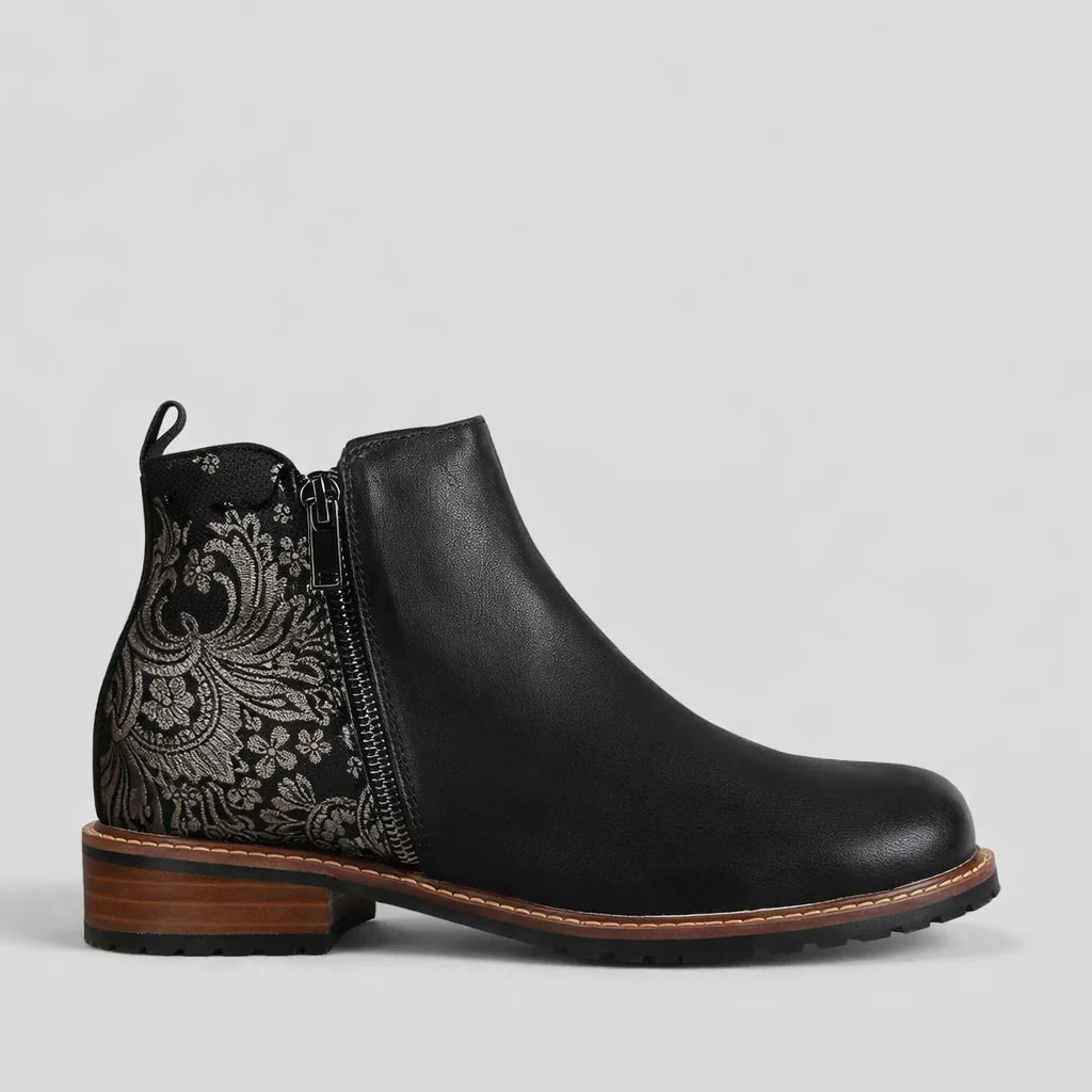 LE SANSA FIG BLACK PRINT - Women Boots - Collective Shoes 