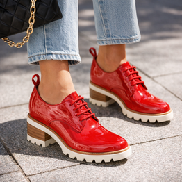 BRESLEY DAYA RED CRINKLE PAT - Women Casuals - Collective Shoes 