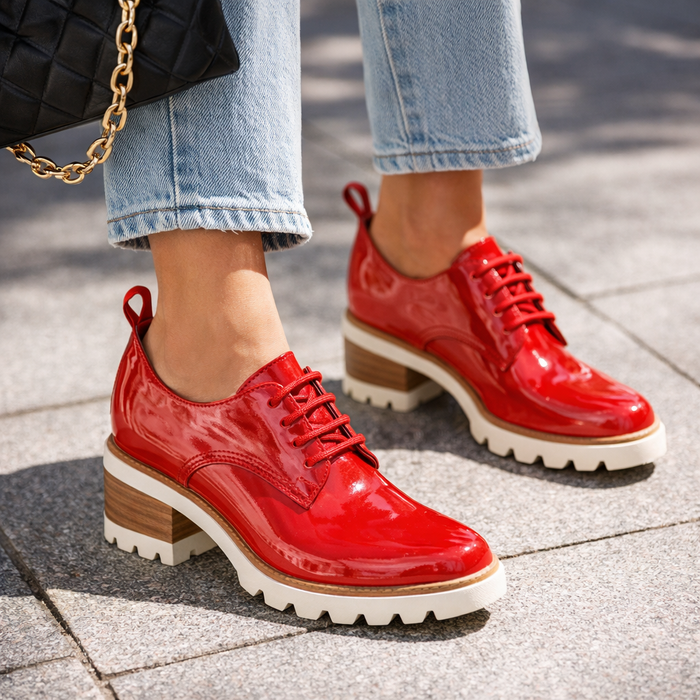 BRESLEY DAYA RED CRINKLE PAT - Women Casuals - Collective Shoes 
