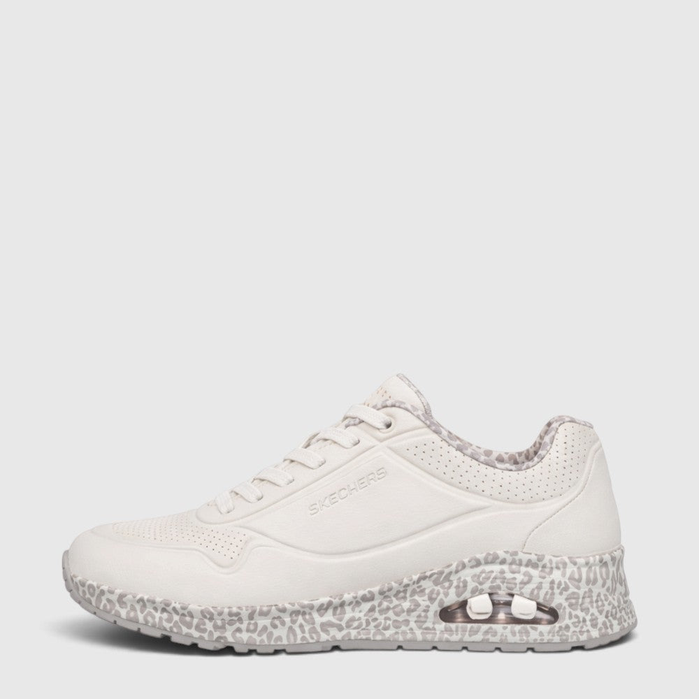 SKECHERS UNO WHITE LEOPARD