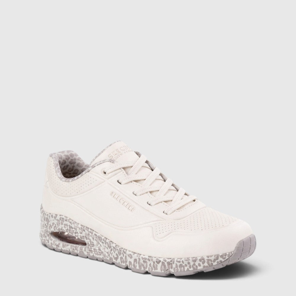 SKECHERS UNO WHITE LEOPARD