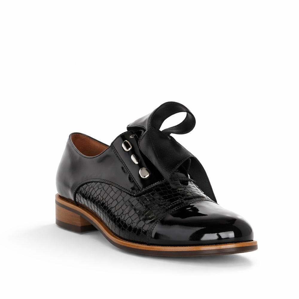 BRESLEY AVIT BLACK CROC - Women Lace Ups - Collective Shoes 