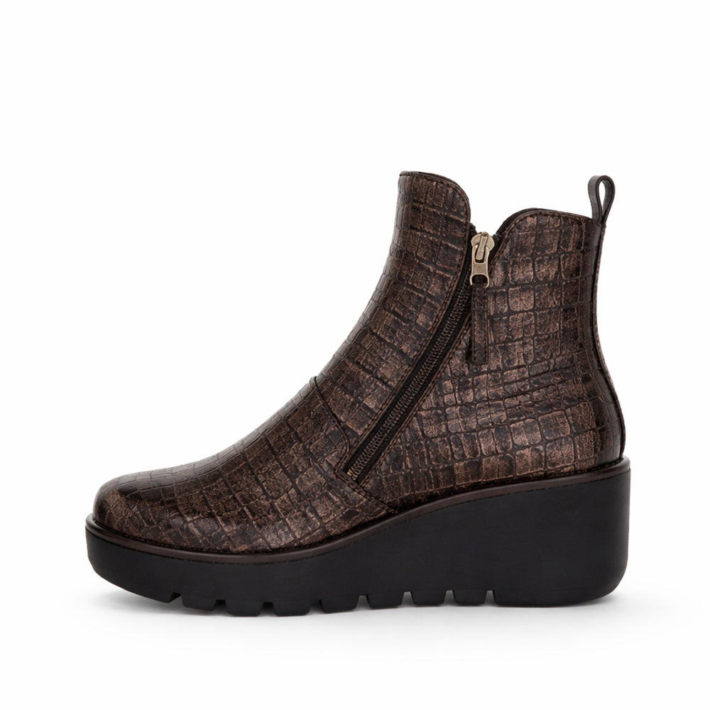 BRESLEY PUZZLE BRONZE CROC - Women Boots - Collective Shoes 