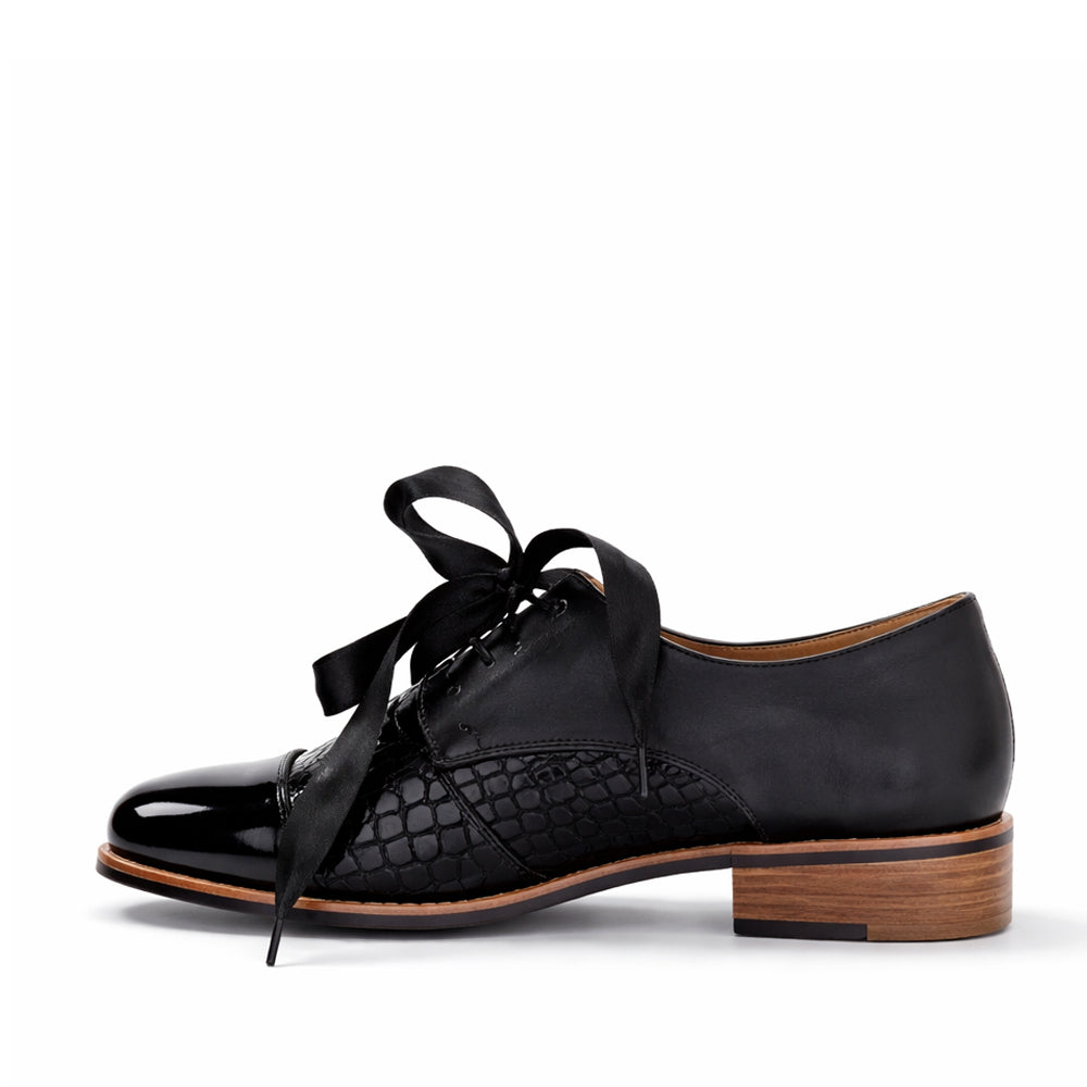BRESLEY AVIT BLACK CROC - Women Lace Ups - Collective Shoes 