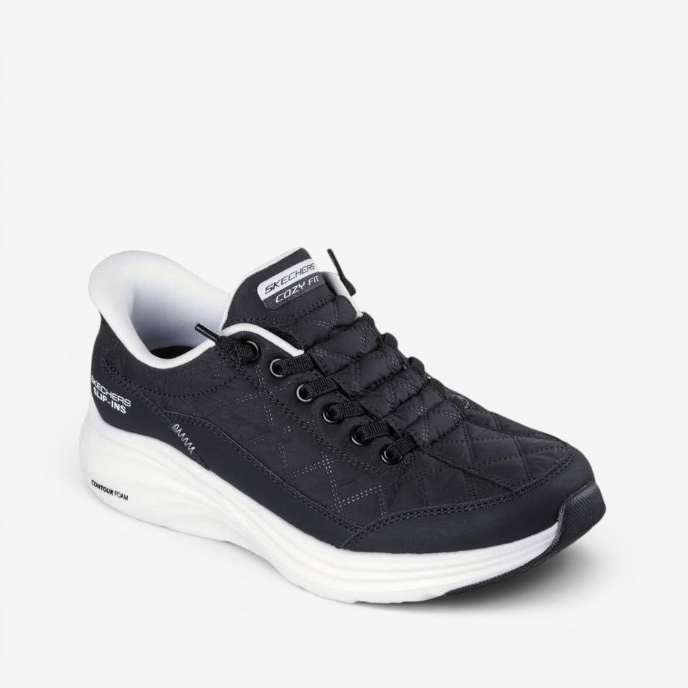 SKECHERS CONTOUR FOAM COZY FIT BLACK/WHITE