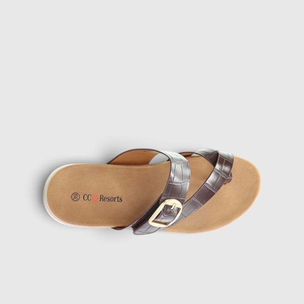 CC RESORTS DOMINO CHOCOLATE CROC - Women Slides - Collective Shoes 