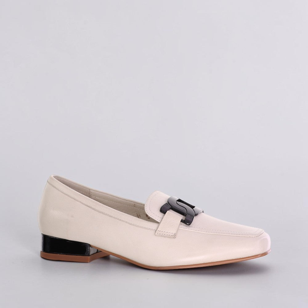 DJANGO & JULIETTE BELFORD IVORY BLACK - Women Loafers - Collective Shoes 