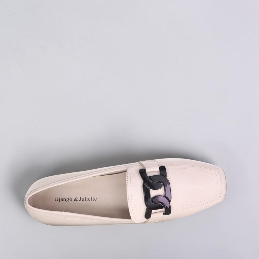 DJANGO & JULIETTE BELFORD IVORY BLACK - Women Loafers - Collective Shoes 