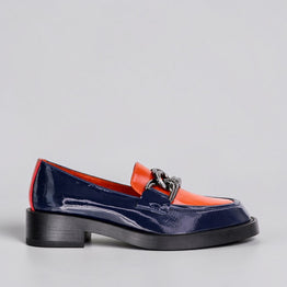 BRESLEY PLASMA NAVY ORANGE - Women Loafers - Collective Shoes 