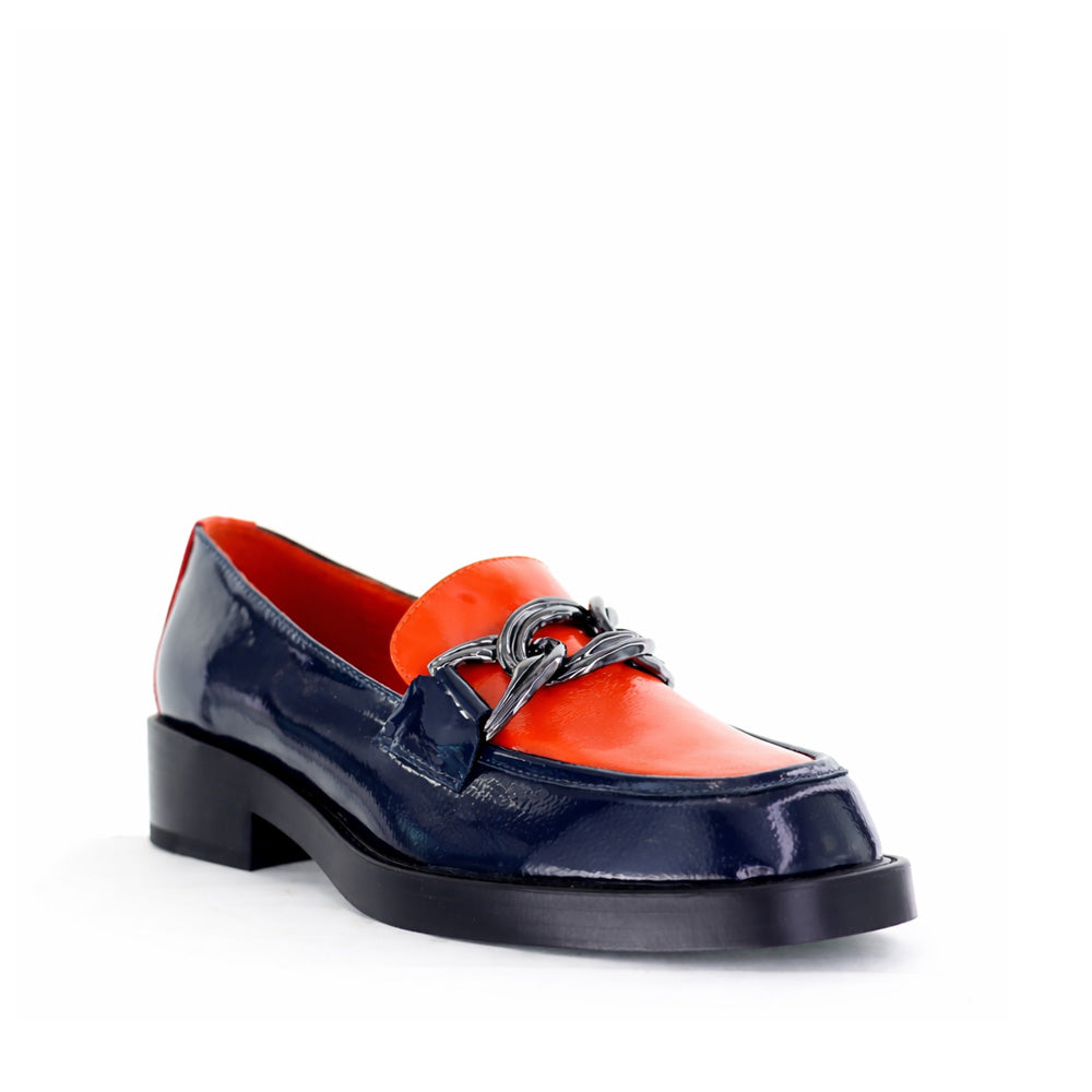 BRESLEY PLASMA NAVY ORANGE - Women Loafers - Collective Shoes 