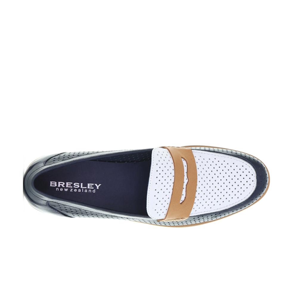 BRESLEY AFRICA NAVY WHITE TAN - Women Loafers - Collective Shoes 