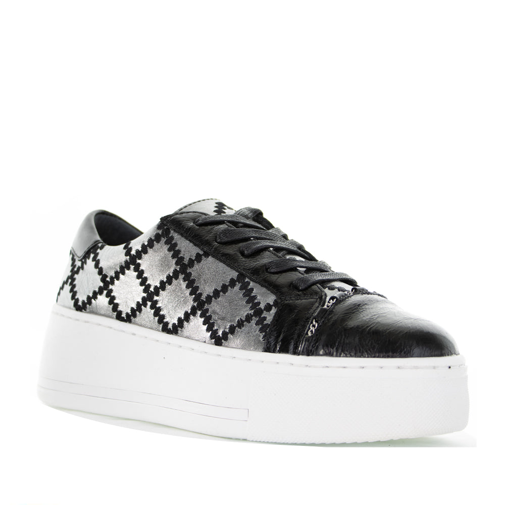 ALFIE & EVIE FRANKIE BLACK PAT PEWTER - Women sneakers - Collective Shoes 