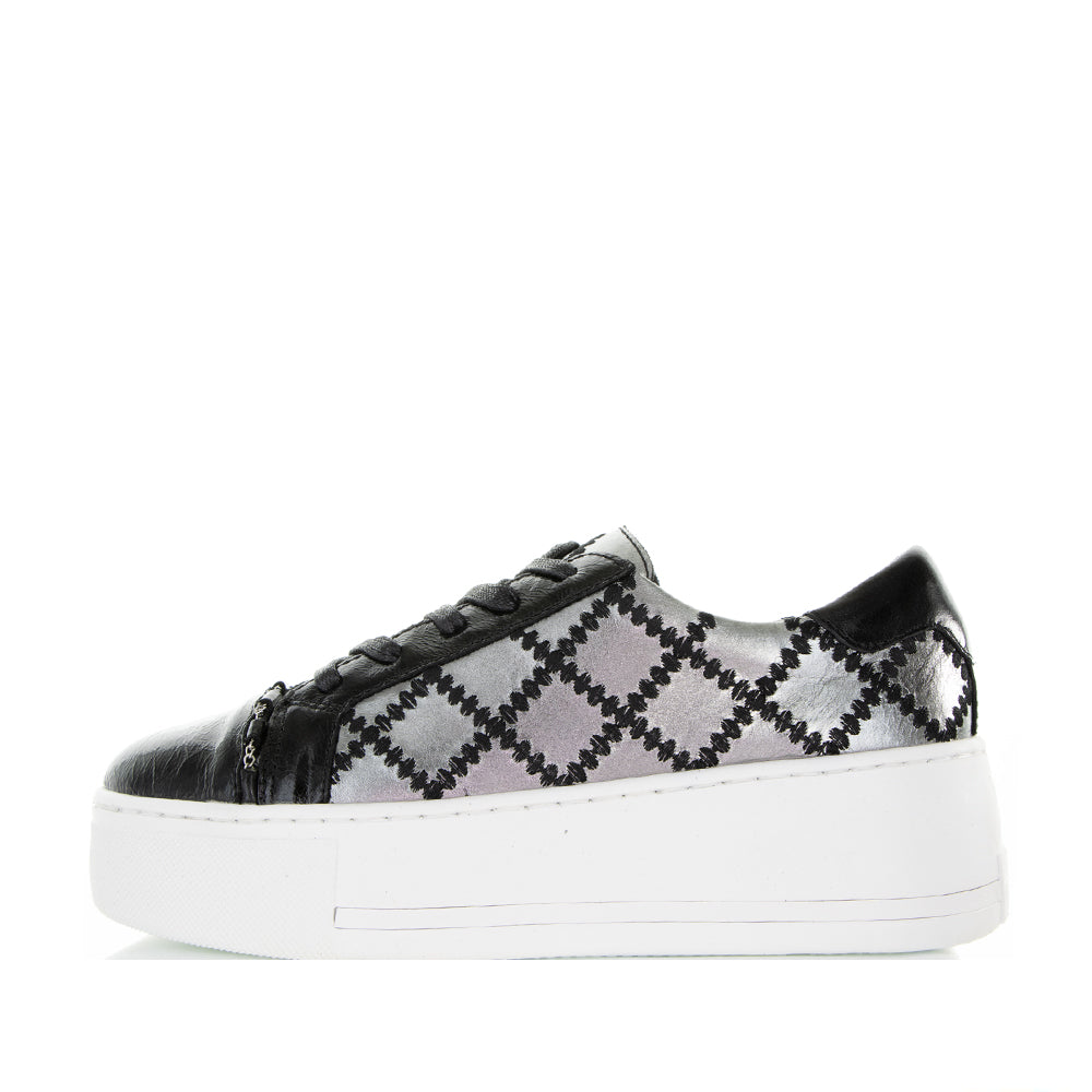 ALFIE & EVIE FRANKIE BLACK PAT PEWTER - Women sneakers - Collective Shoes 
