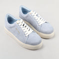 Load image into Gallery viewer, Naked Arches Azealia denim sneakers with suede details, white laces, and a casual slip-on design.
