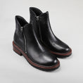Load image into Gallery viewer, Black LE SANSA Cayla boots by Le Sansa, featuring a sleek design with ankle-high cut and stylish laces.
