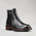 Load image into Gallery viewer, Le Sansa Cayla black boots with sleek design and ankle height, featuring smooth leather finish and modern style.
