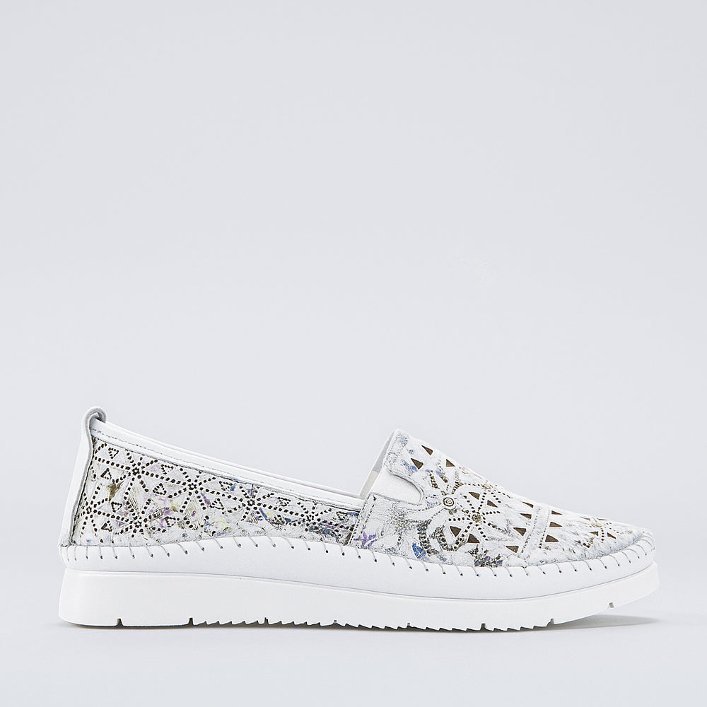 CABELLO CLEAR WHITE PRINT - Women Slip On - Collective Shoes 