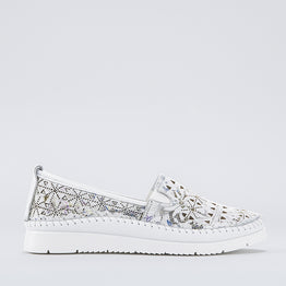CABELLO CLEAR WHITE PRINT - Women Slip On - Collective Shoes 