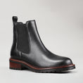 Load image into Gallery viewer, Le Sansa Costa Black boots with sleek black leather and stylish design, shown from a side view.
