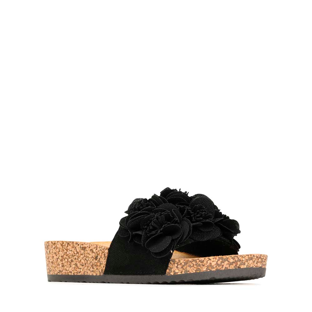 LOS CABOS CORSAGE BLACK - Women Slides - Collective Shoes 