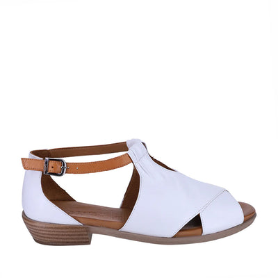 LESANSA DIGBY WHITE TAN - Women Sandals - Collective Shoes 