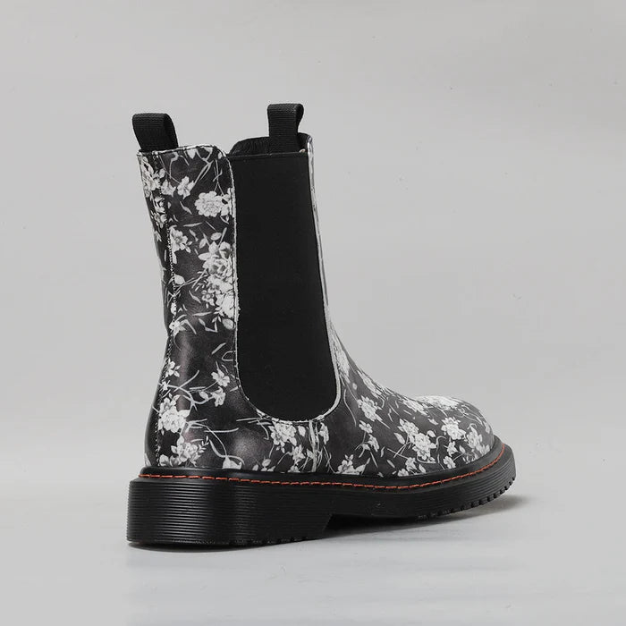 LE SANSA DINGO BLACK FLORAL - Women Boots - Collective Shoes 