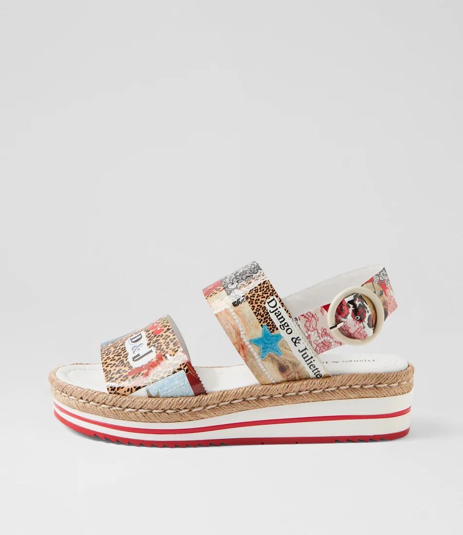 DJANGO & JULIETTE ATHA COLLAGE PRINT - Women Sandals - Collective Shoes 