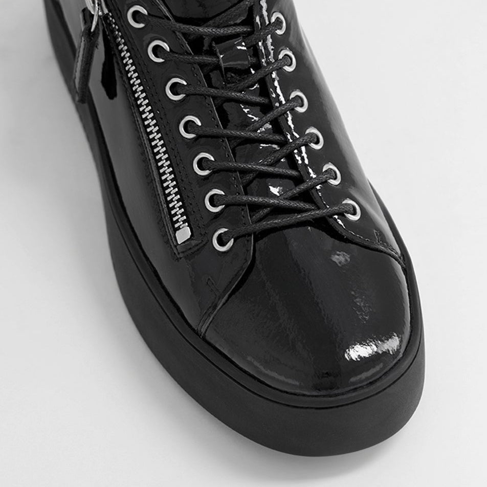 DJANGO & JULIETTE WOLFIE BLACK/BLACK PATENT - Women sneakers - Collective Shoes 