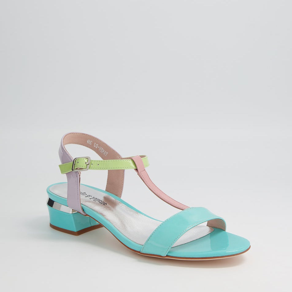 DJANGO & JULIETTE TANER AQUA PINK PATENT MULTI
