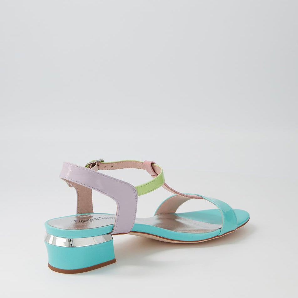 DJANGO & JULIETTE TANER AQUA PINK PATENT MULTI