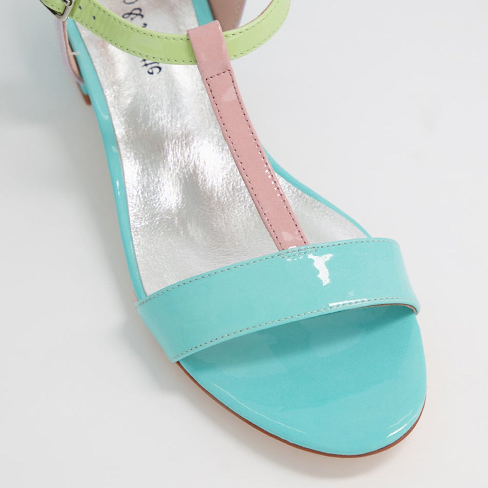 DJANGO & JULIETTE TANER AQUA PINK PATENT MULTI - Women Sandals - Collective Shoes 