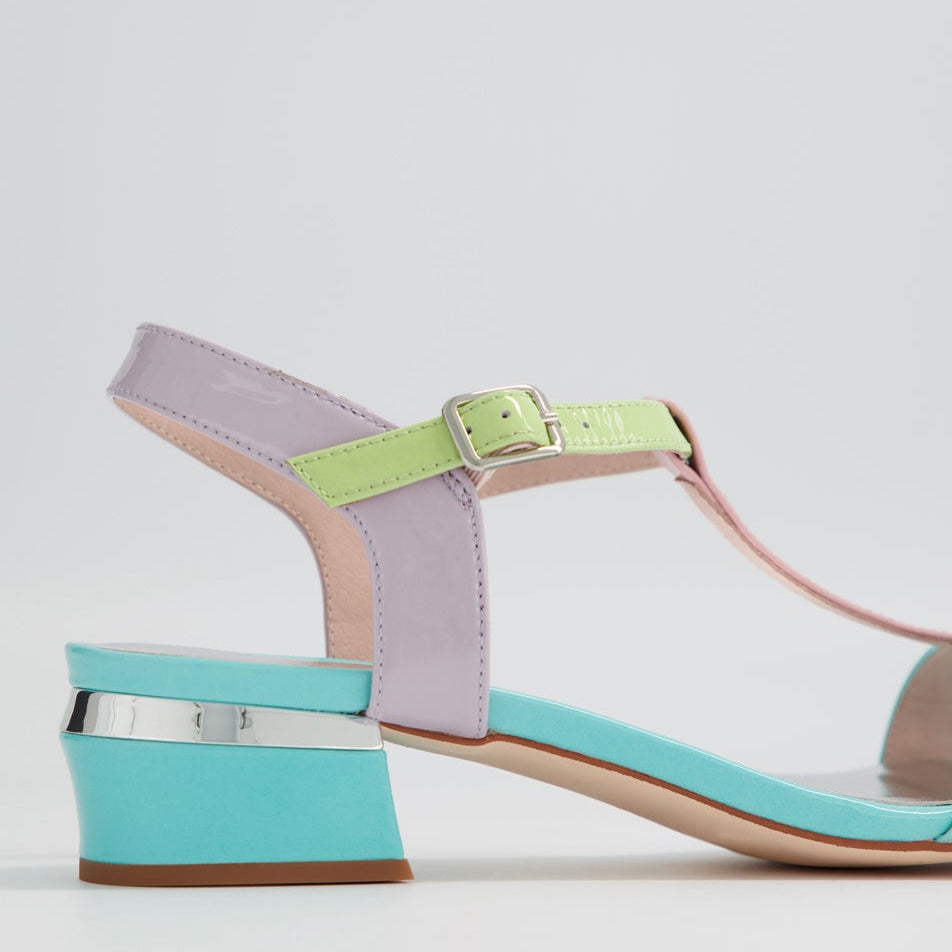 DJANGO & JULIETTE TANER AQUA PINK PATENT MULTI - Women Sandals - Collective Shoes 