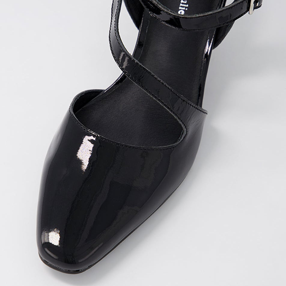 DJANGO & JULIETTE CHARISSA BLACK PATENT - Women Sandals - Collective Shoes 