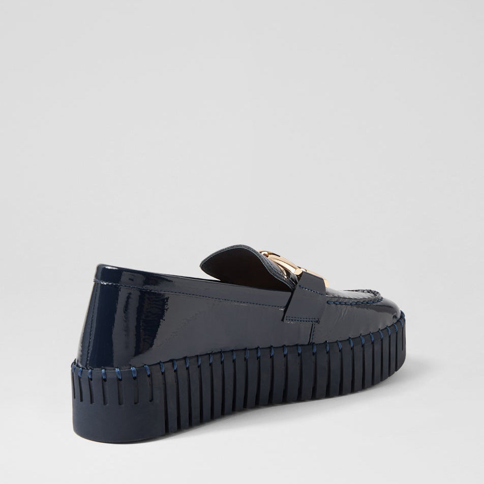 DJANGO & JULIETTE BRONTIS NAVY PATENT - Women Loafers - Collective Shoes 