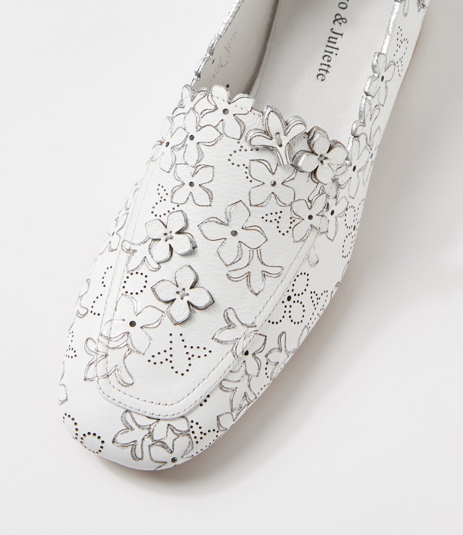 DJANGO & JULIETTE VALVOS WHITE SILVER - Women Loafers - Collective Shoes 
