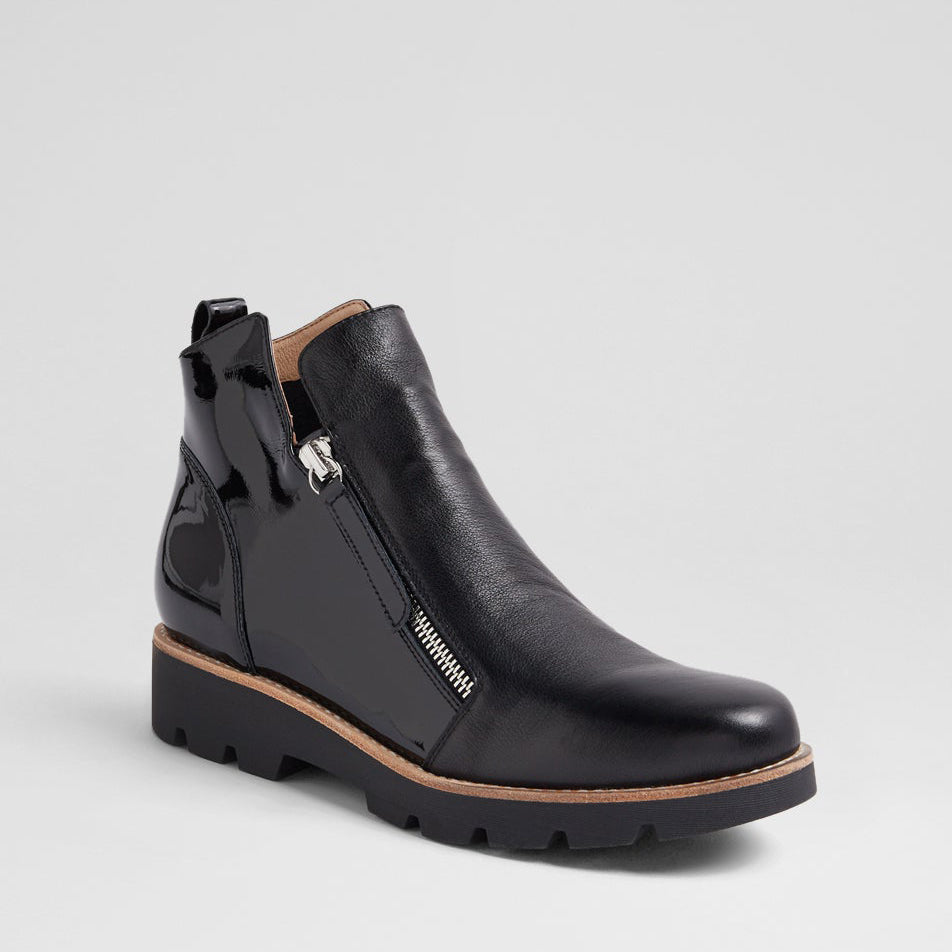 DJANGO & JULIETTE DOTTIZ BLACK PATENT - Women Boots - Collective Shoes 