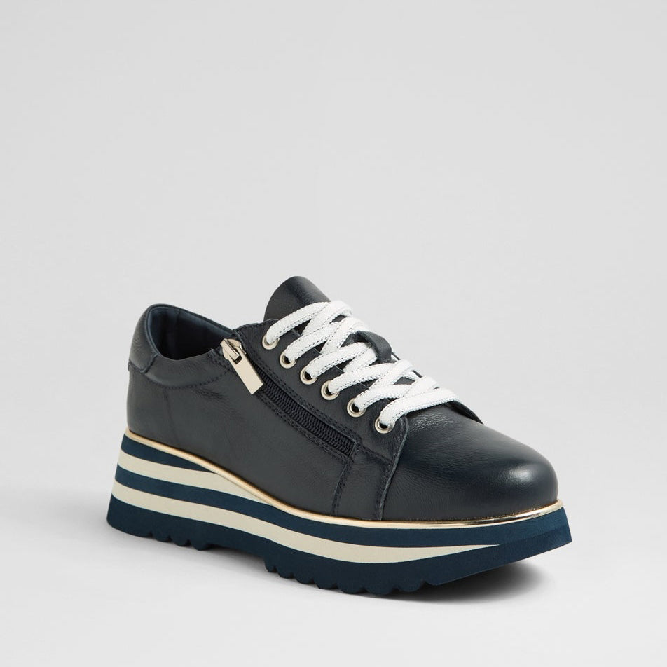 DJANGO & JULIETTE EAMMES NAVY LEATHER - Women Sneakers - Collective Shoes 