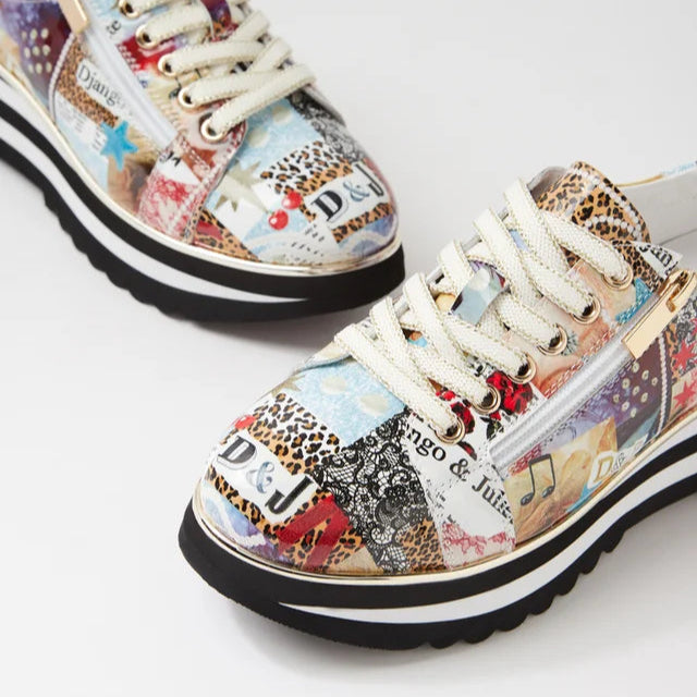DJANGO & JULIETTE EAMMES COLLAGE PRINT PATENT - Women Sneakers - Collective Shoes 