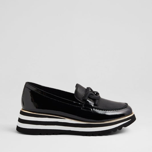 DJANGO & JULIETTE EAILA BLACK PATENT - Women Loafers - Collective Shoes 