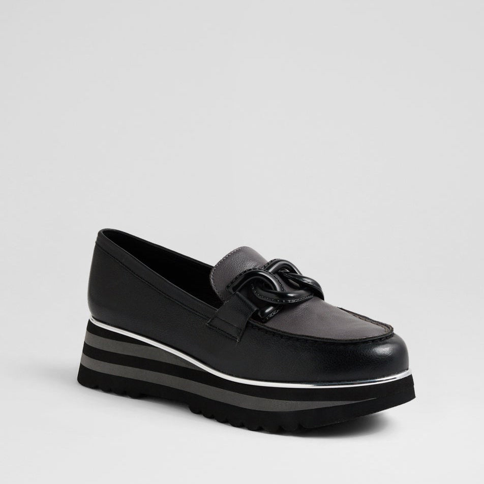 DJANGO & JULIETTE EAILA BLACK CHARCOAL - Women Loafers - Collective Shoes 